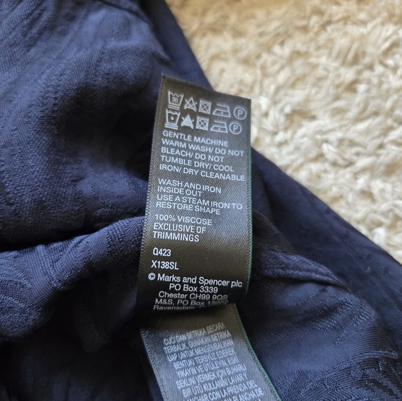 Autograph blouse navy blue textured button front womens 24 - Picture 7 of 11